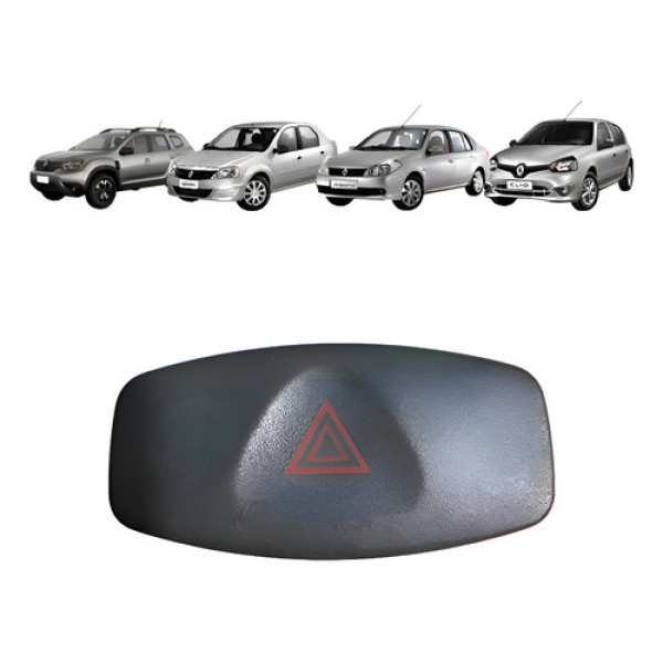 Interruptor Botão Pisca Alerta Symbol Duster Logan Clio - Preto