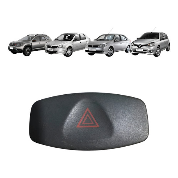 Interruptor Botão Pisca Alerta Duster Logan Sandero Symbol - Preto