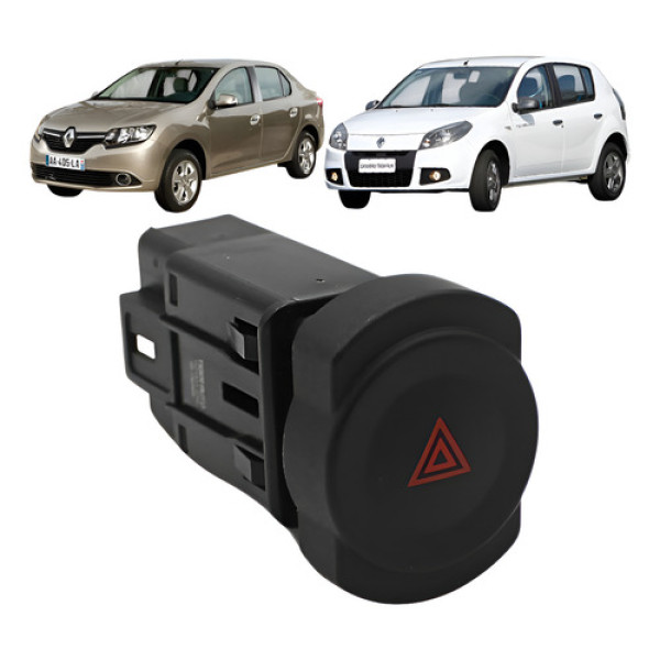 Botão Pisca Alerta Logan Sandero 2007 2008 2009 2010 2011 Preto