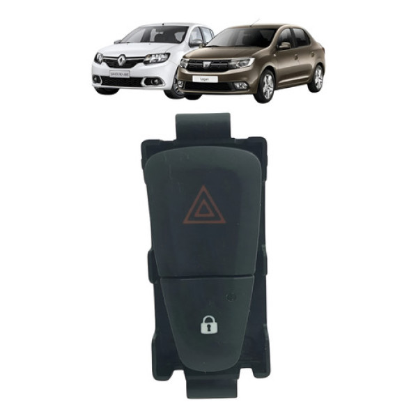 Botão Pisca Alerta Trava Renault Sandero Logan 2015 A 2021 Preto